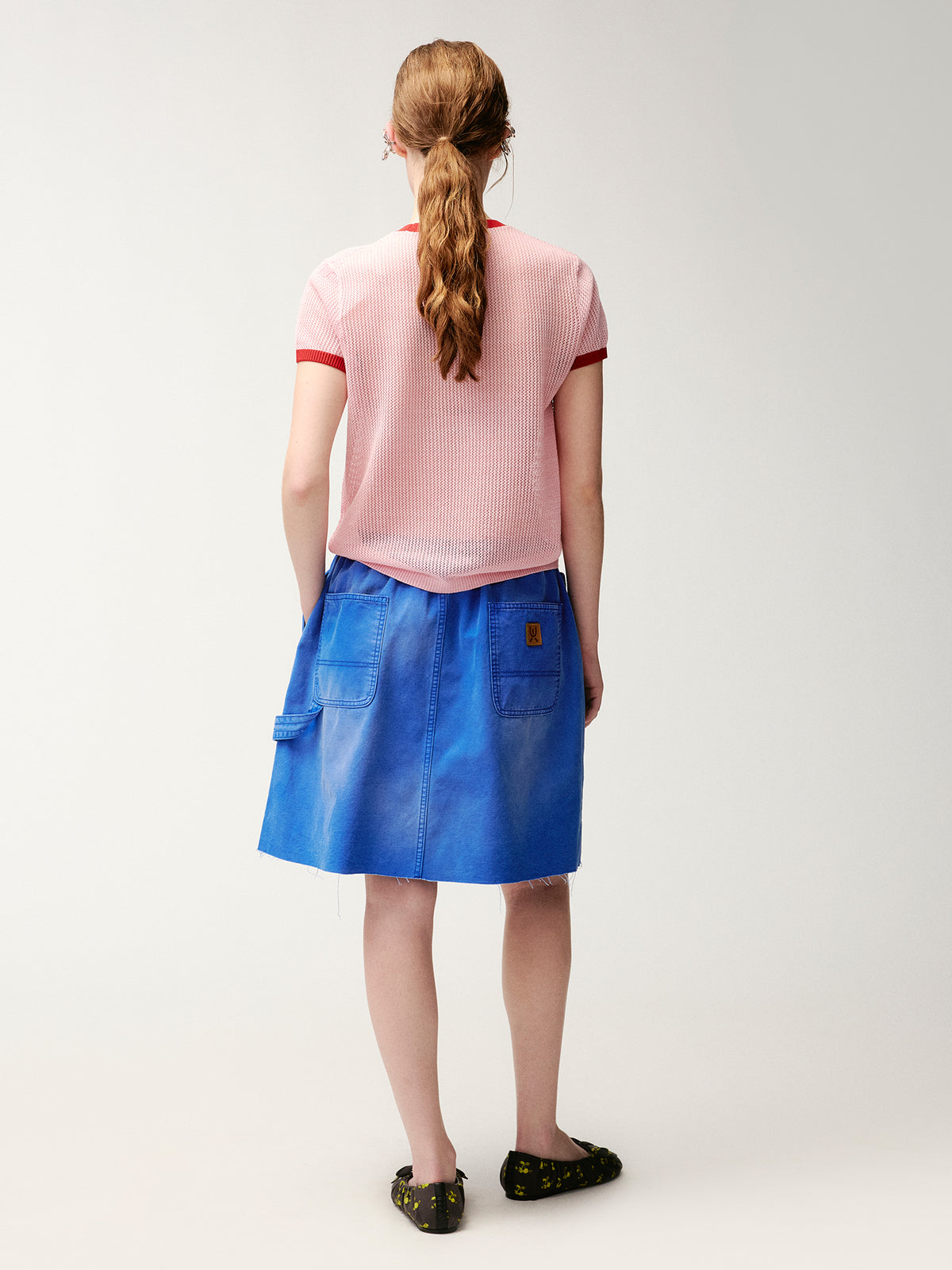 Handmade sporty cherry knit T-shirt