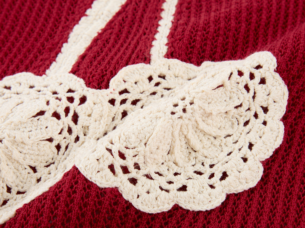 Handmade sporty cherry knit T-shirt