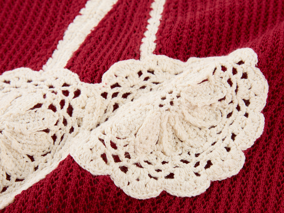 Handmade sporty cherry knit T-shirt