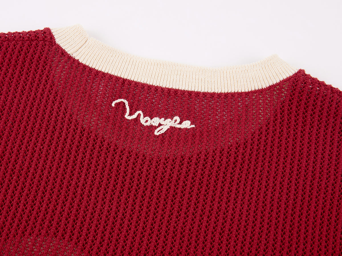 Handmade sporty cherry knit T-shirt
