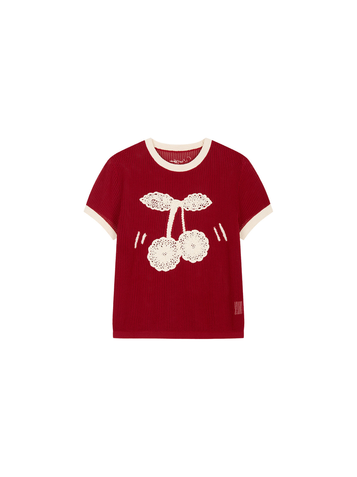 Handmade sporty cherry knit T-shirt