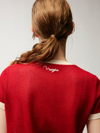 Handmade sporty cherry knit T-shirt