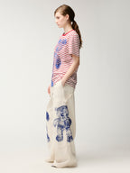 HUG bear print striped T-shirt