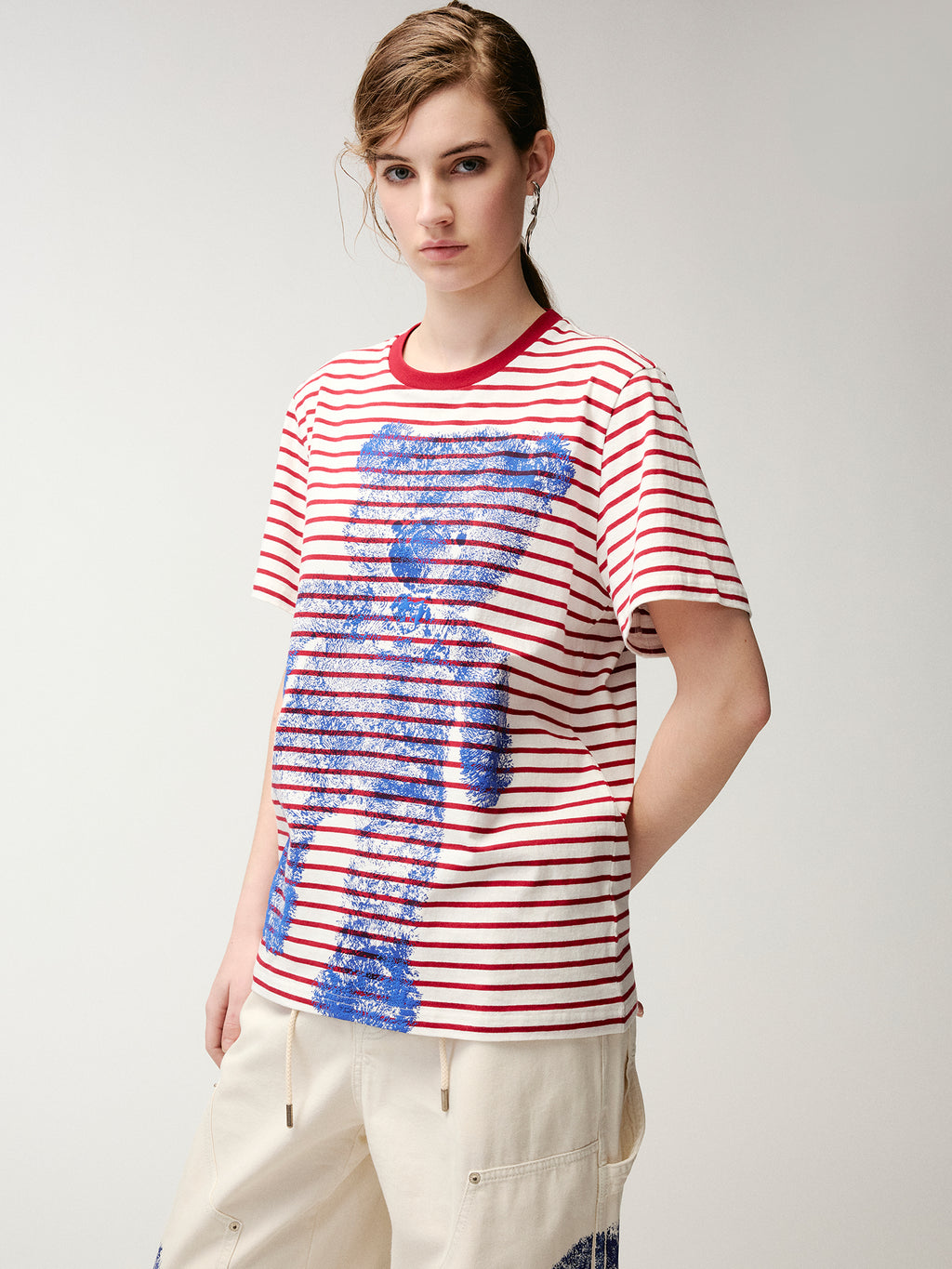 HUG bear print striped T-shirt