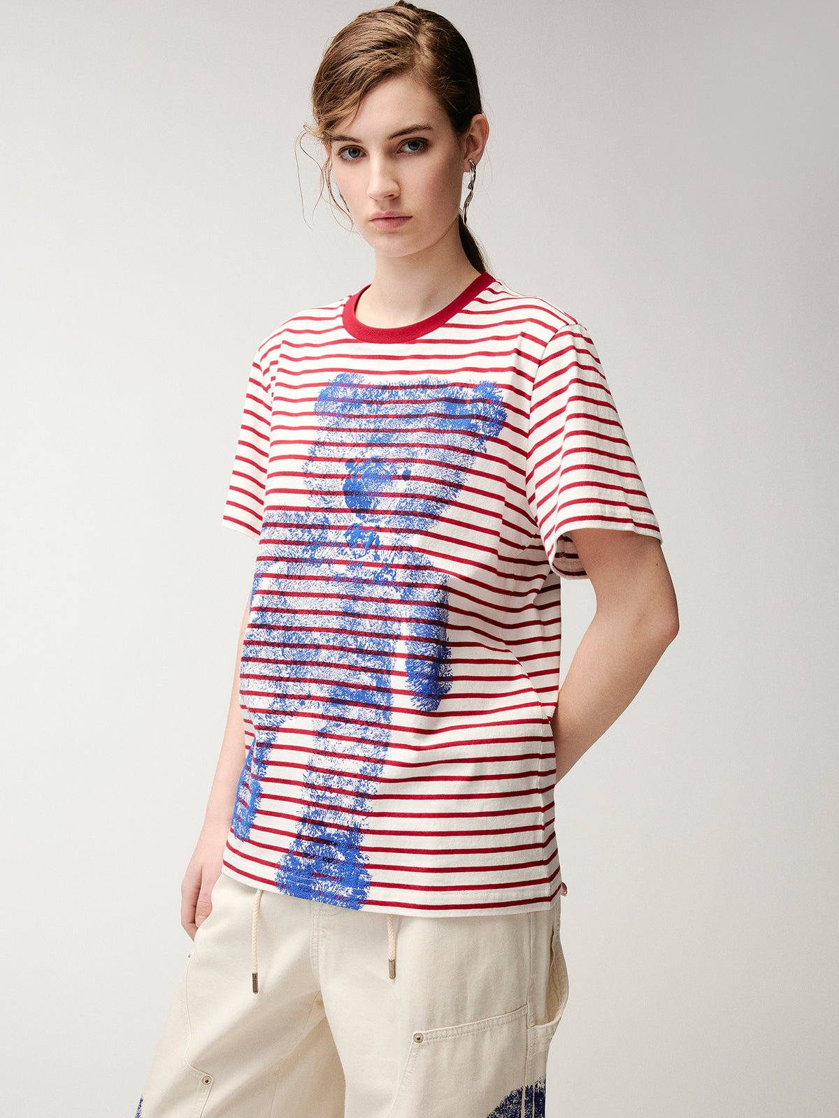 HUG bear print striped T-shirt
