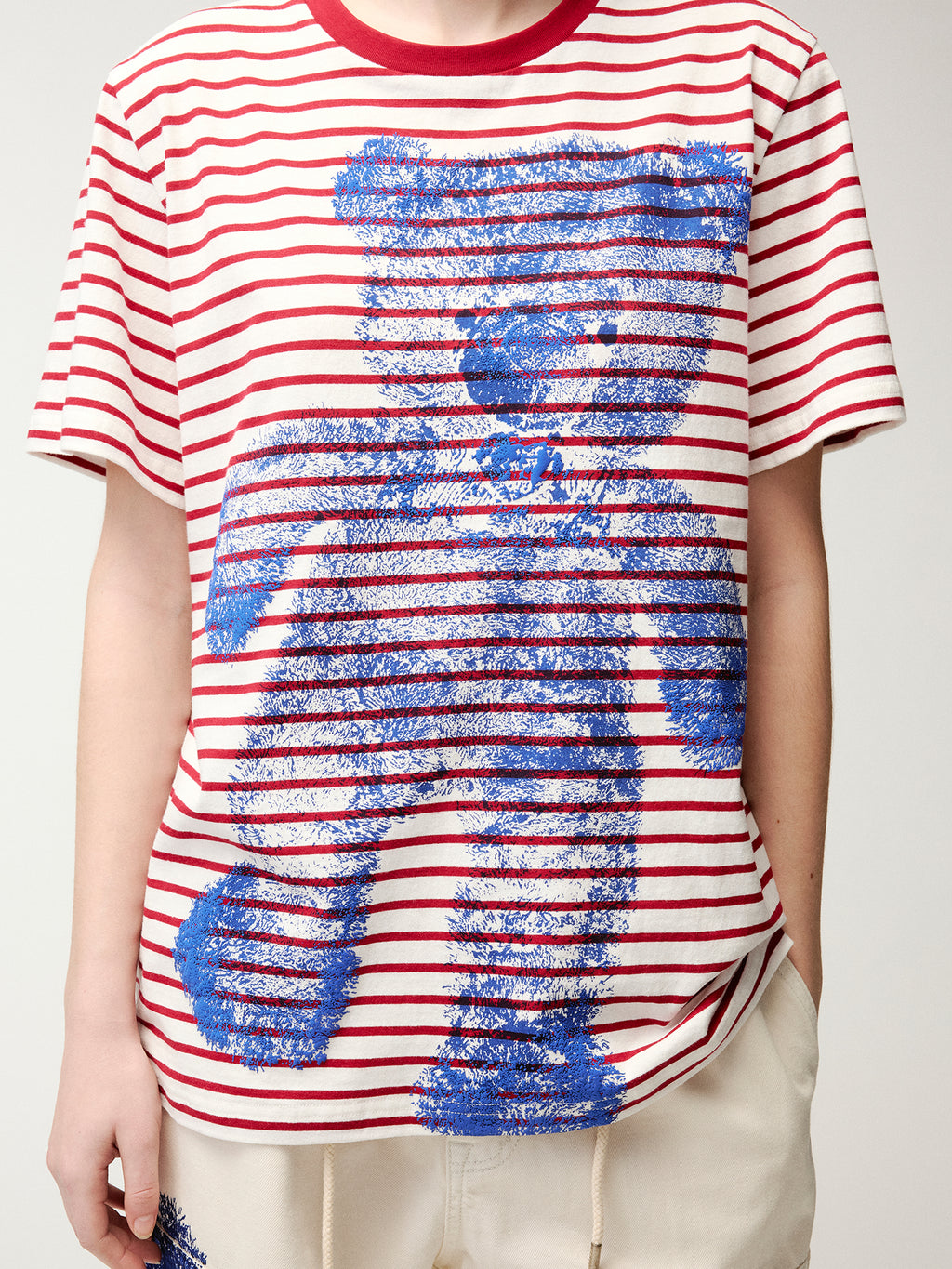HUG bear print striped T-shirt