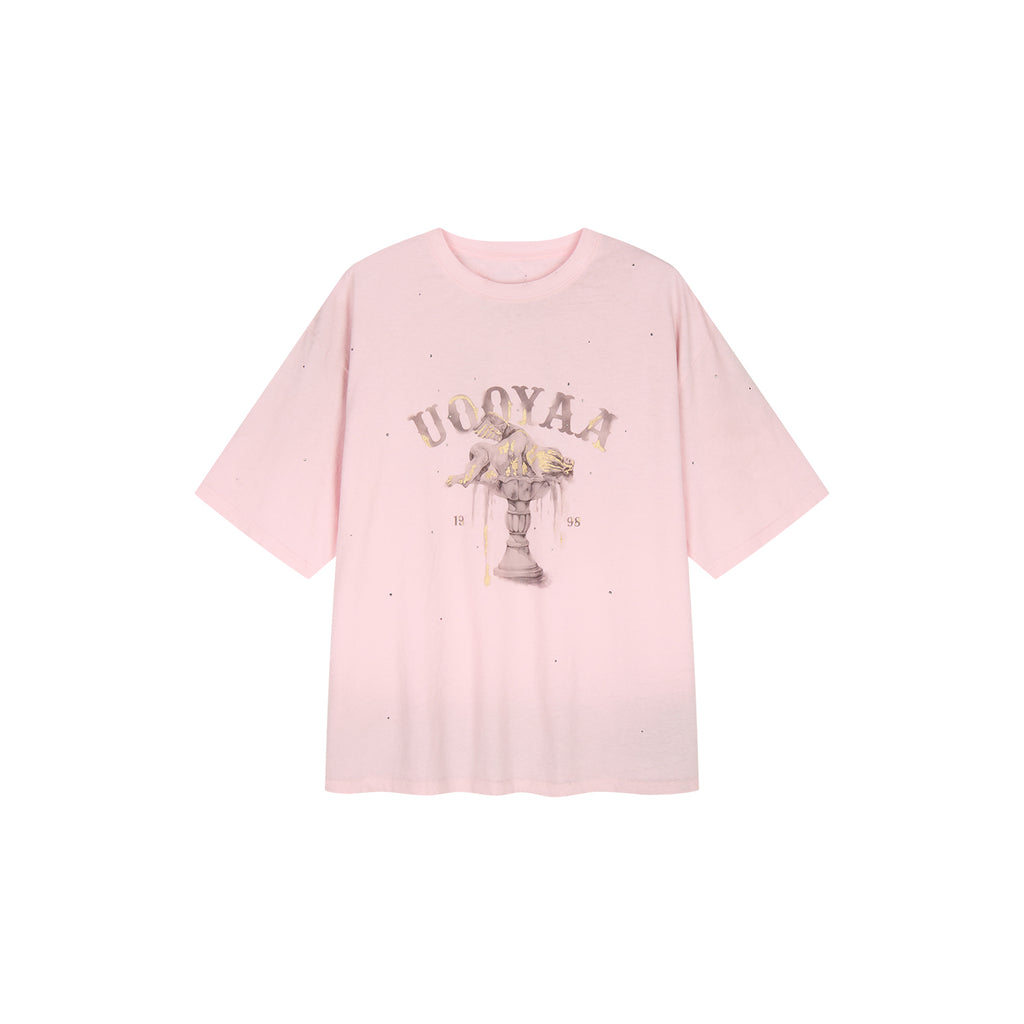 Rhinestone fountain angel T-shirt