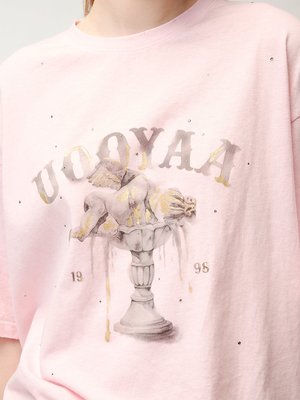 Rhinestone fountain angel T-shirt