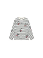Rhinestone sporty cherry striped sweatshirt