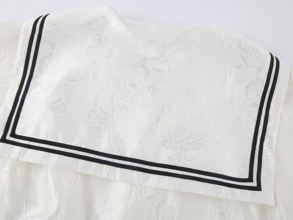Classic jacquard sailor collar baseball jacket