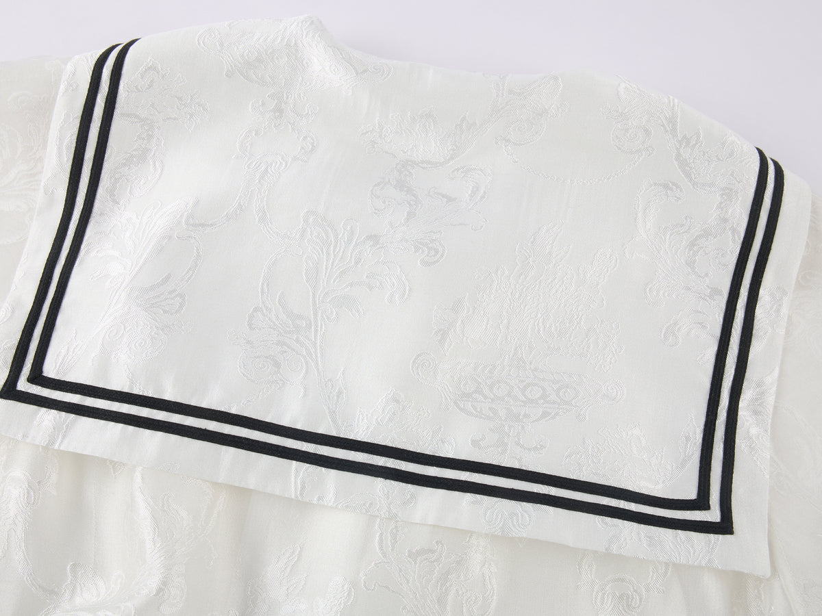 Classic jacquard sailor collar baseball jacket