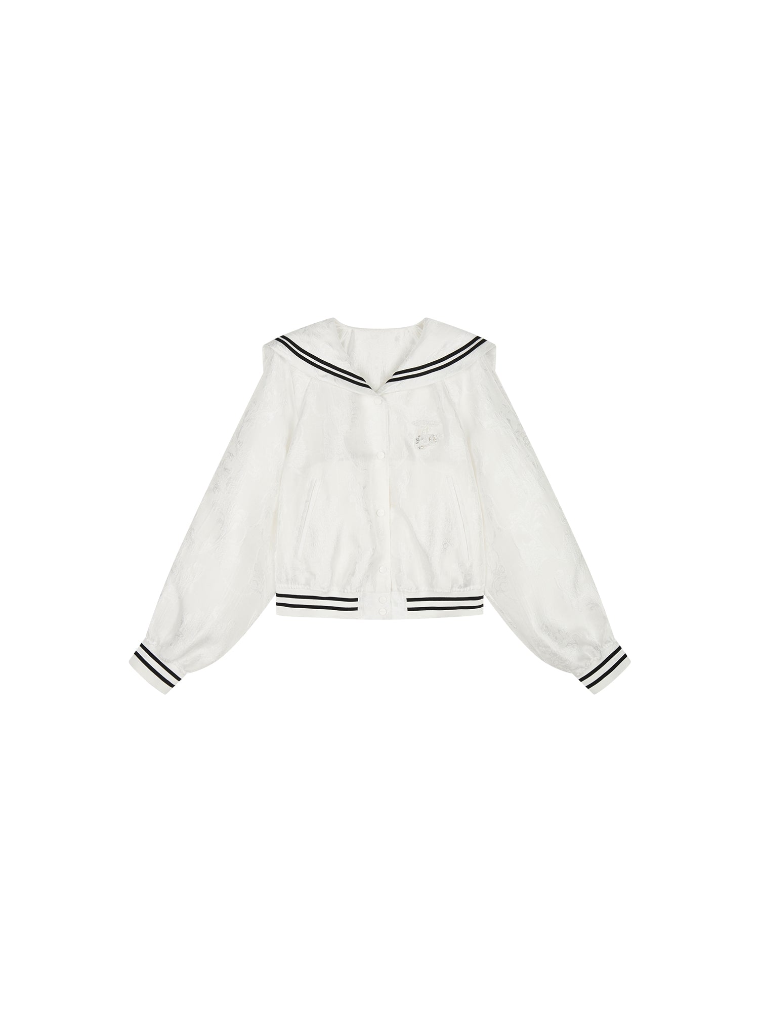 Classic jacquard sailor collar baseball jacket