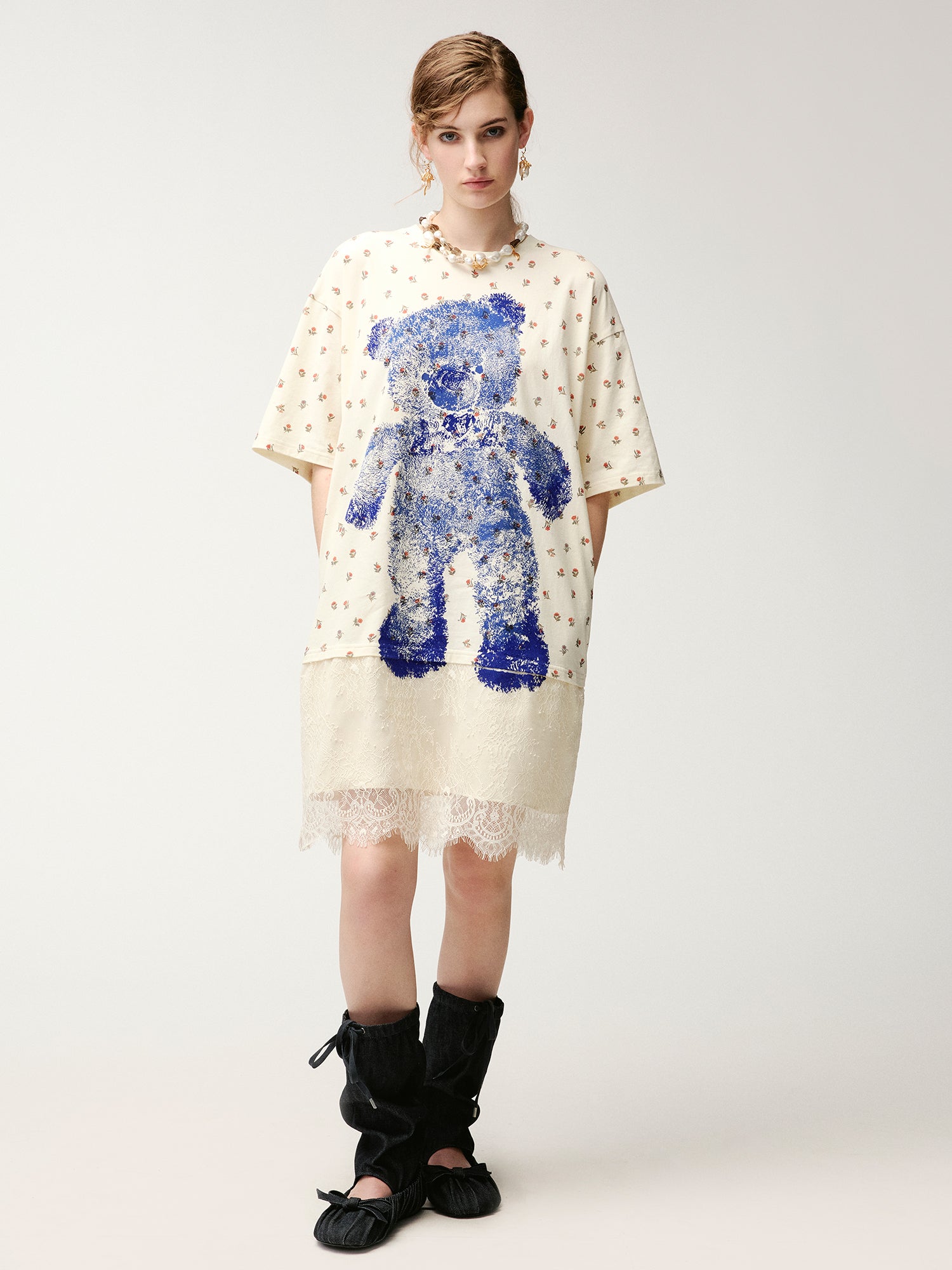 HUG bear print T-shirt dress