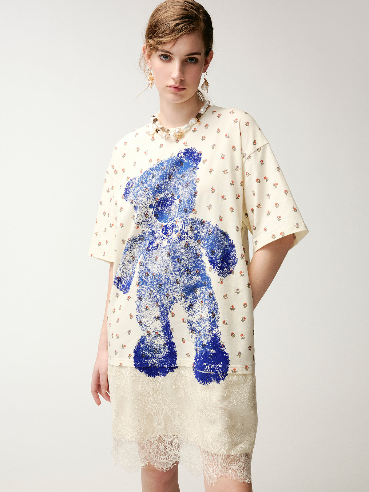 HUG bear print T-shirt dress