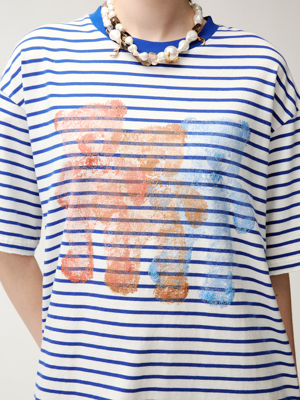 HUG bear print sailor stripe dress