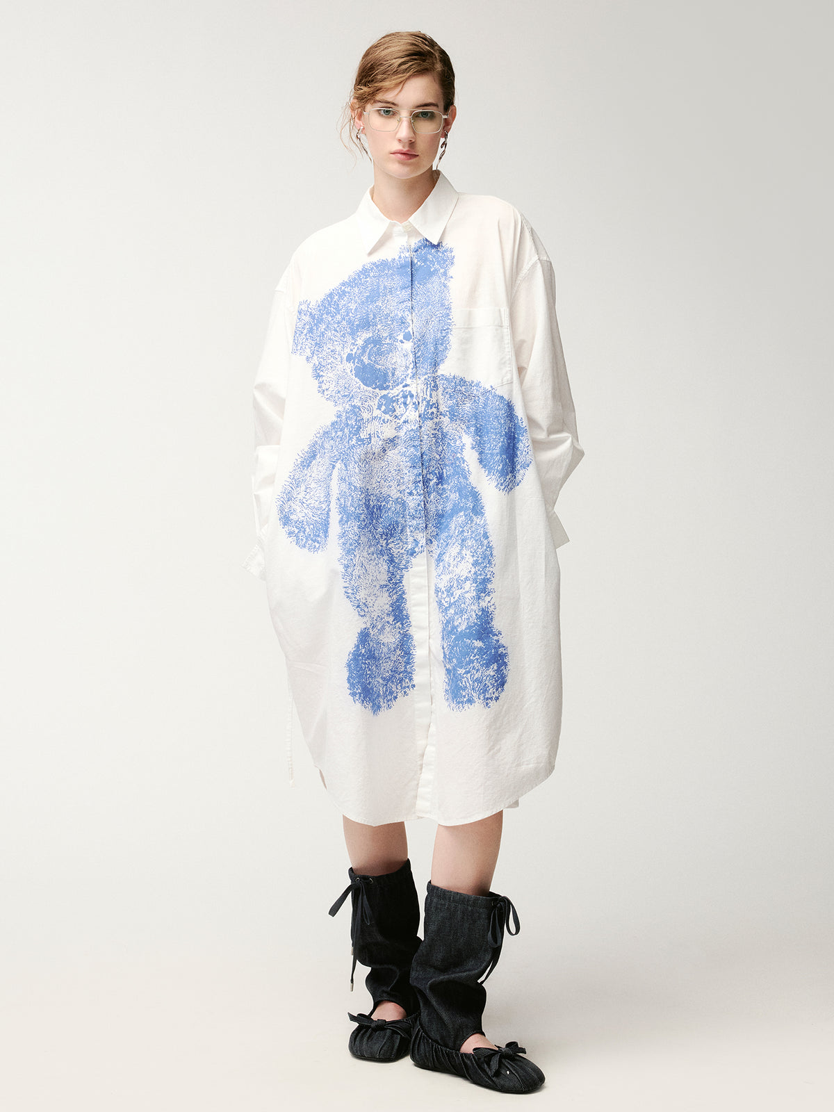 HUG bear print shirt dress