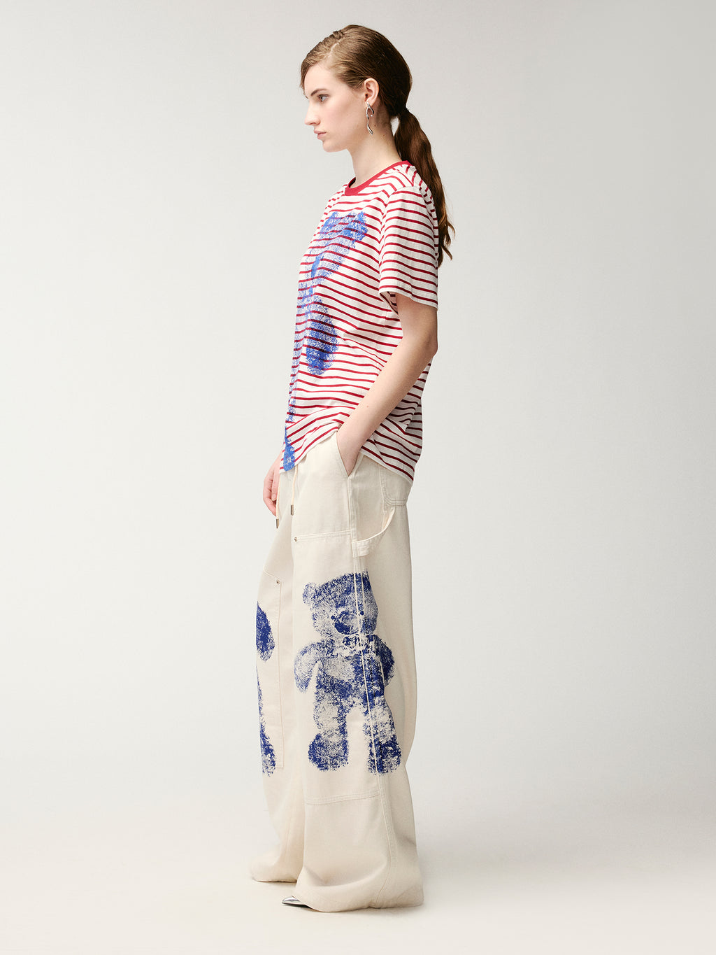 HUG bear print carpenter pants