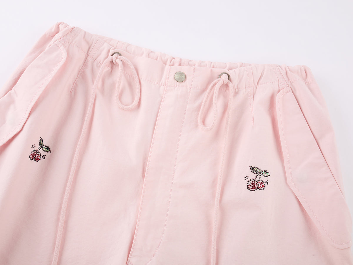 Rhinestone sporty cherry cargo pants