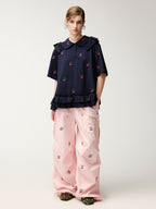 Rhinestone sporty cherry cargo pants
