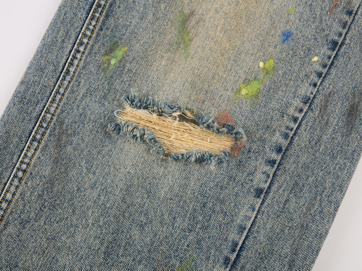 Graffiti dots denim pants