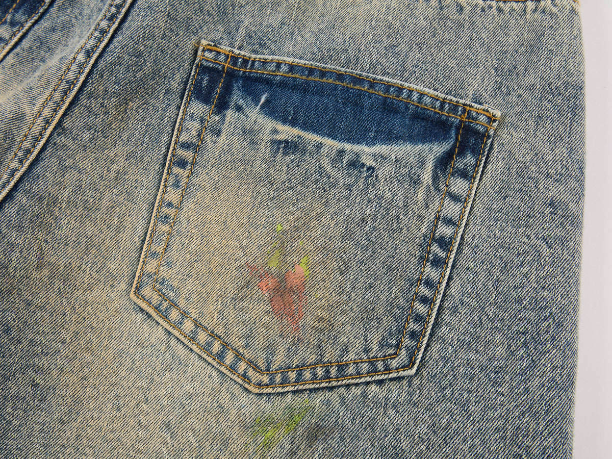 Graffiti dots denim pants