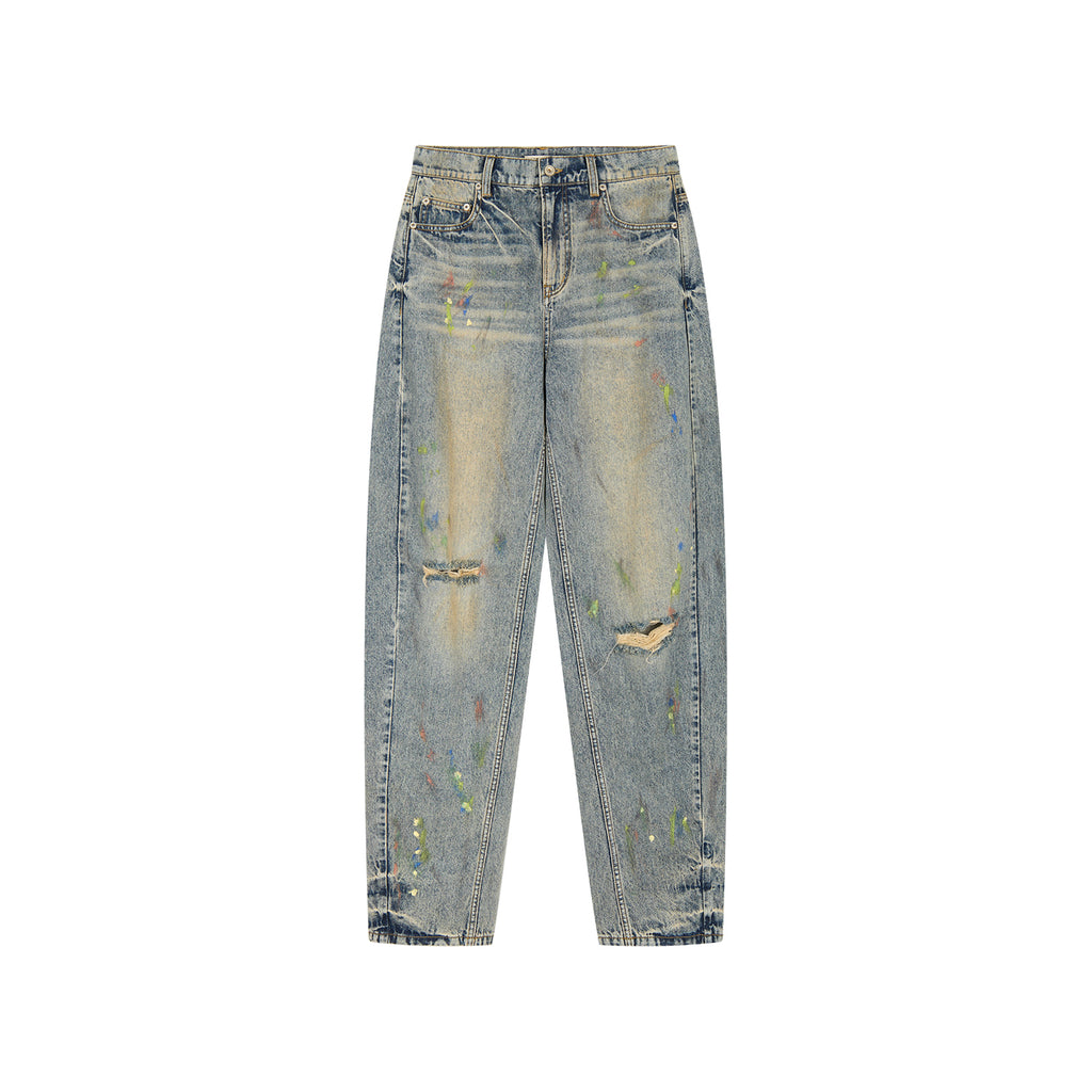 Graffiti dots denim pants