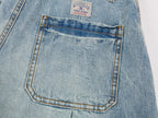 Multi-pocket pleated denim pants