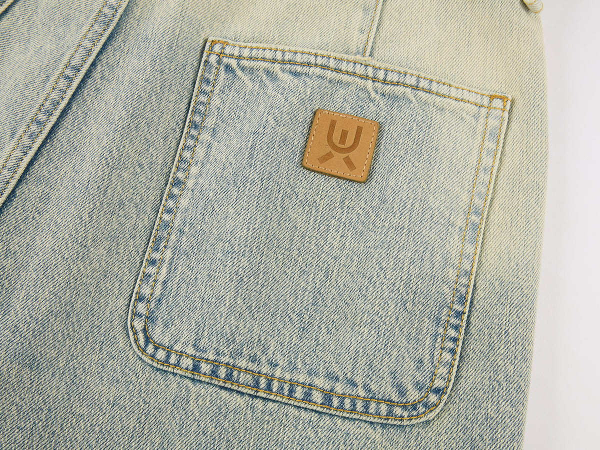 HUG bear print denim shorts