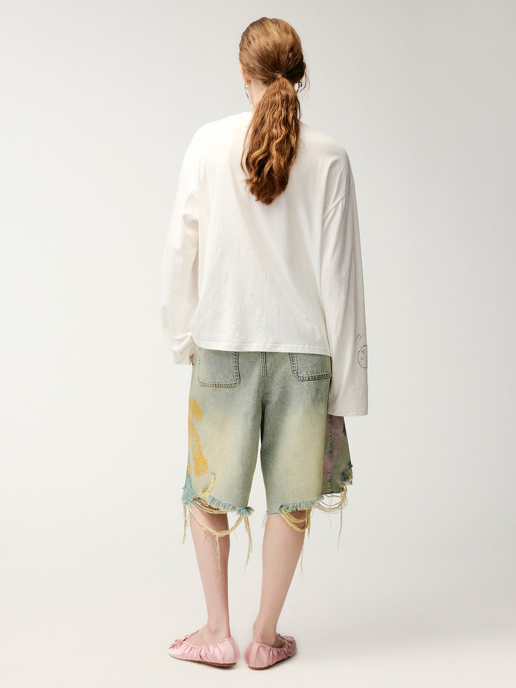 HUG bear print denim shorts