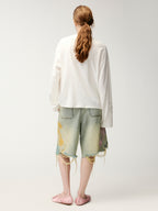 HUG bear print denim shorts