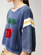 Handmade sporty cherry knit T-Shirt