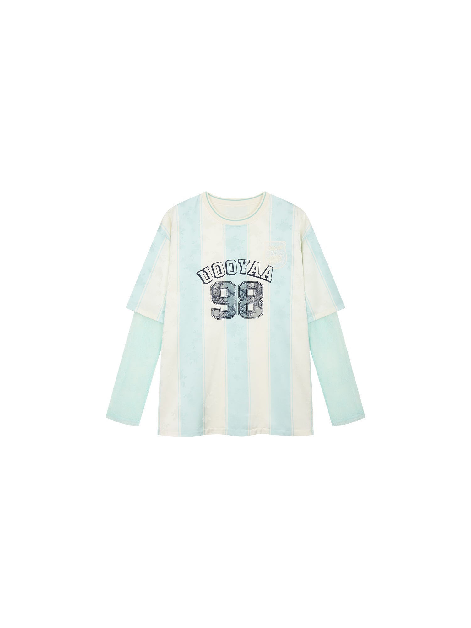 Lace spliced faux two-piece sport T-Shirt