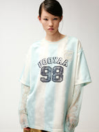 Lace spliced faux two-piece sport T-Shirt