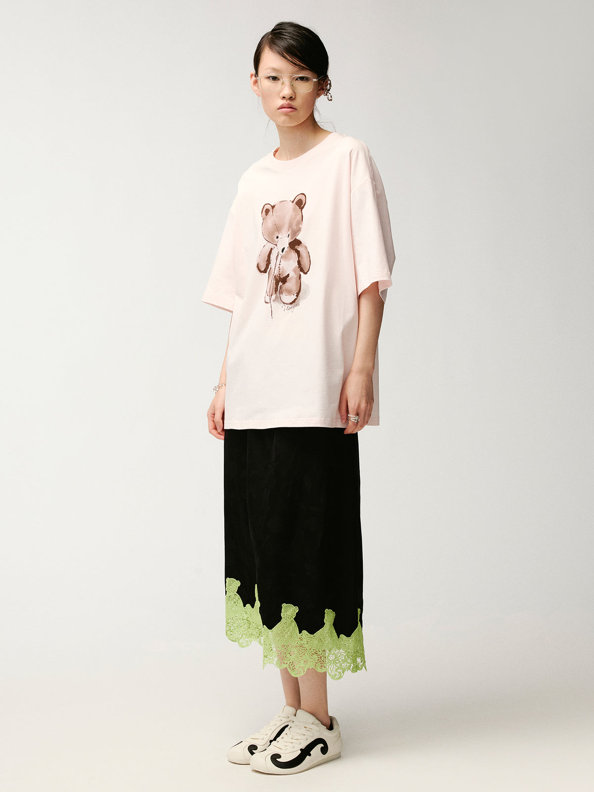 Flocked embroidery bear T-Shirt