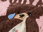 Sad bear embroidered hollow knit dress