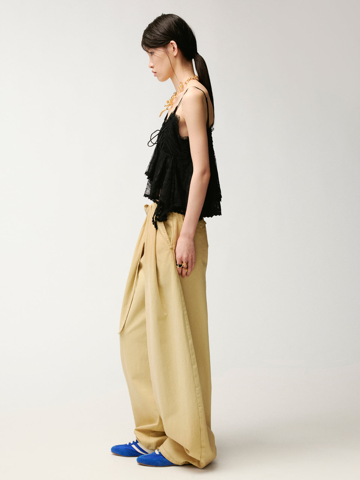 3d pintuck cargo trousers