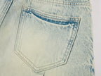 Washed pleated denim mini skirt