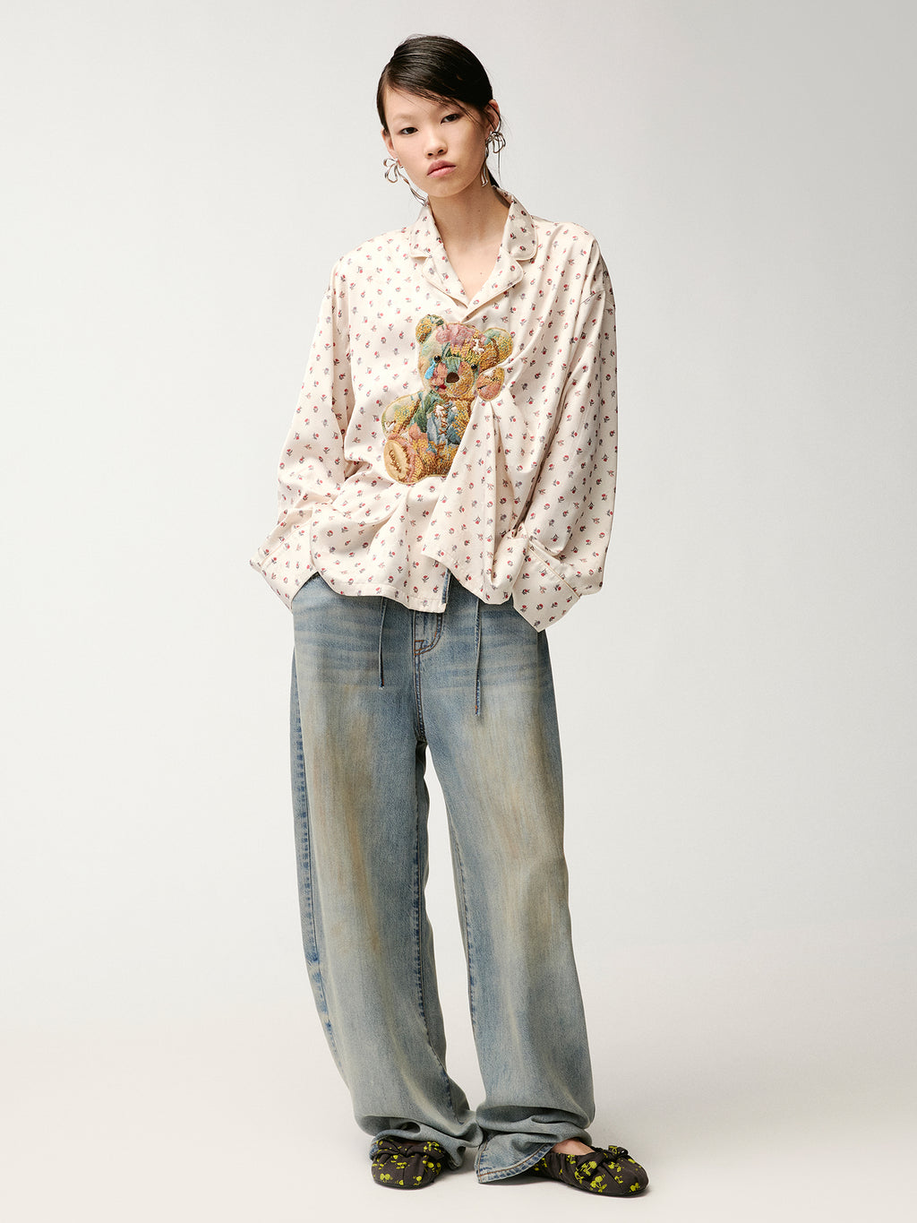 Washed tencel denim trousers