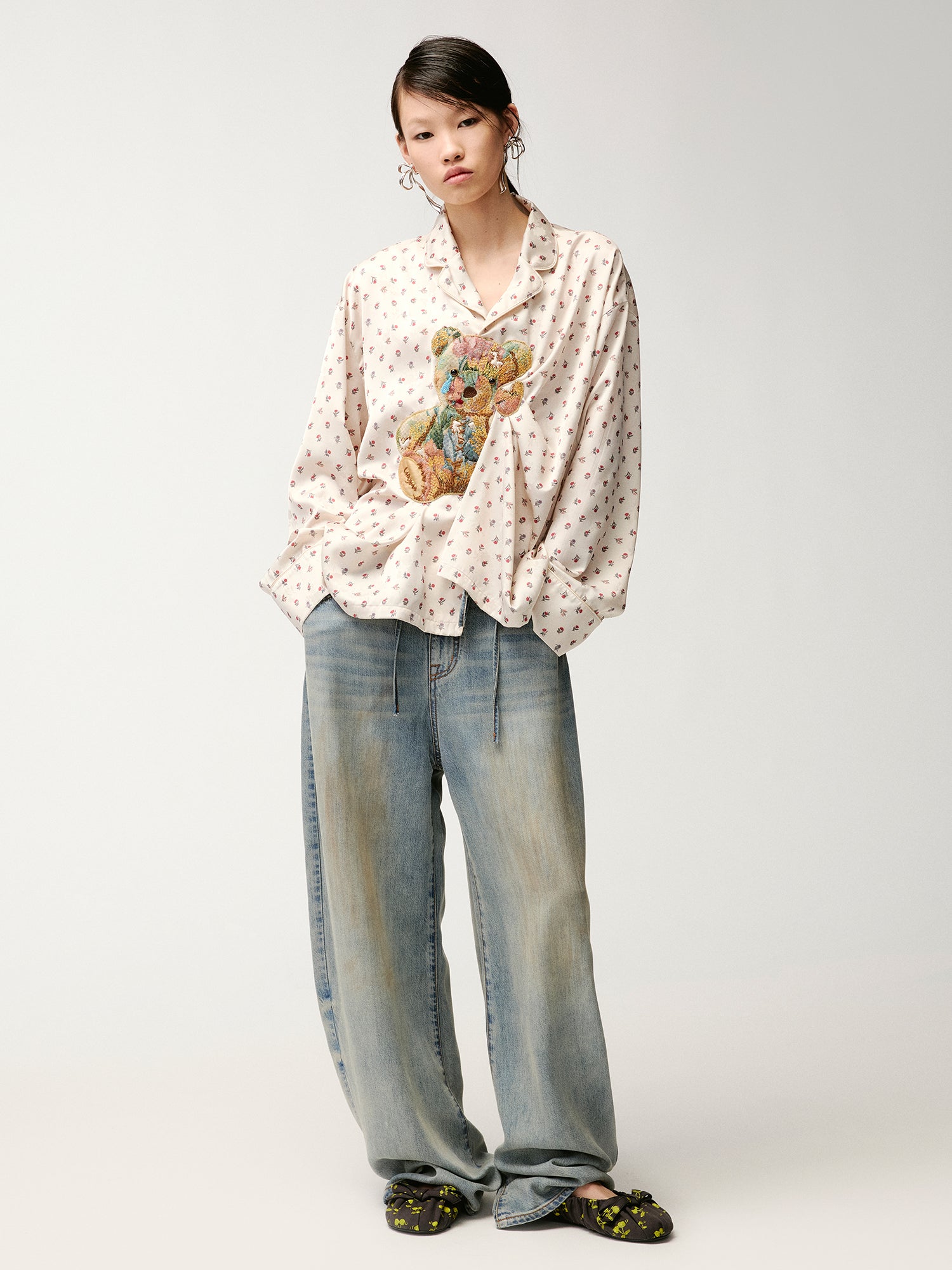 Washed tencel denim trousers