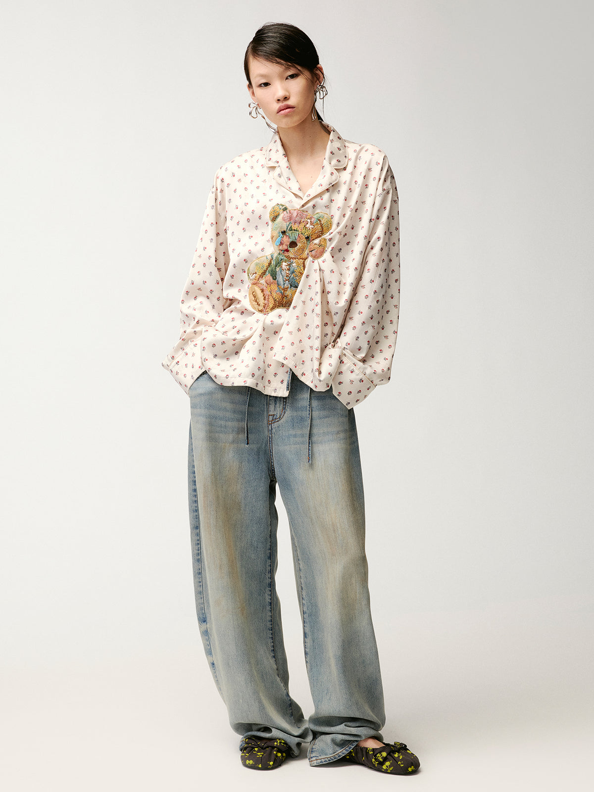Washed tencel denim trousers