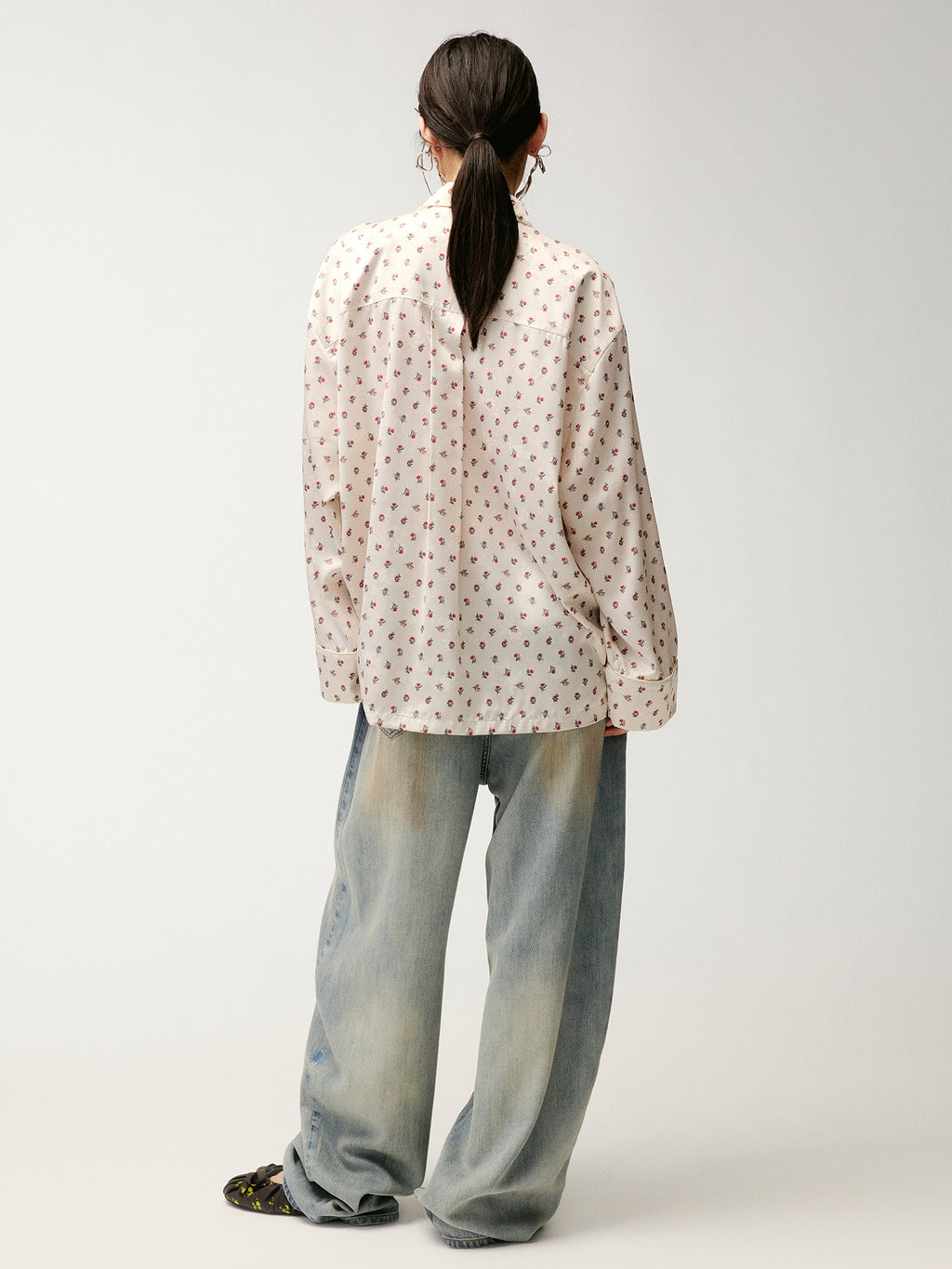 Washed tencel denim trousers