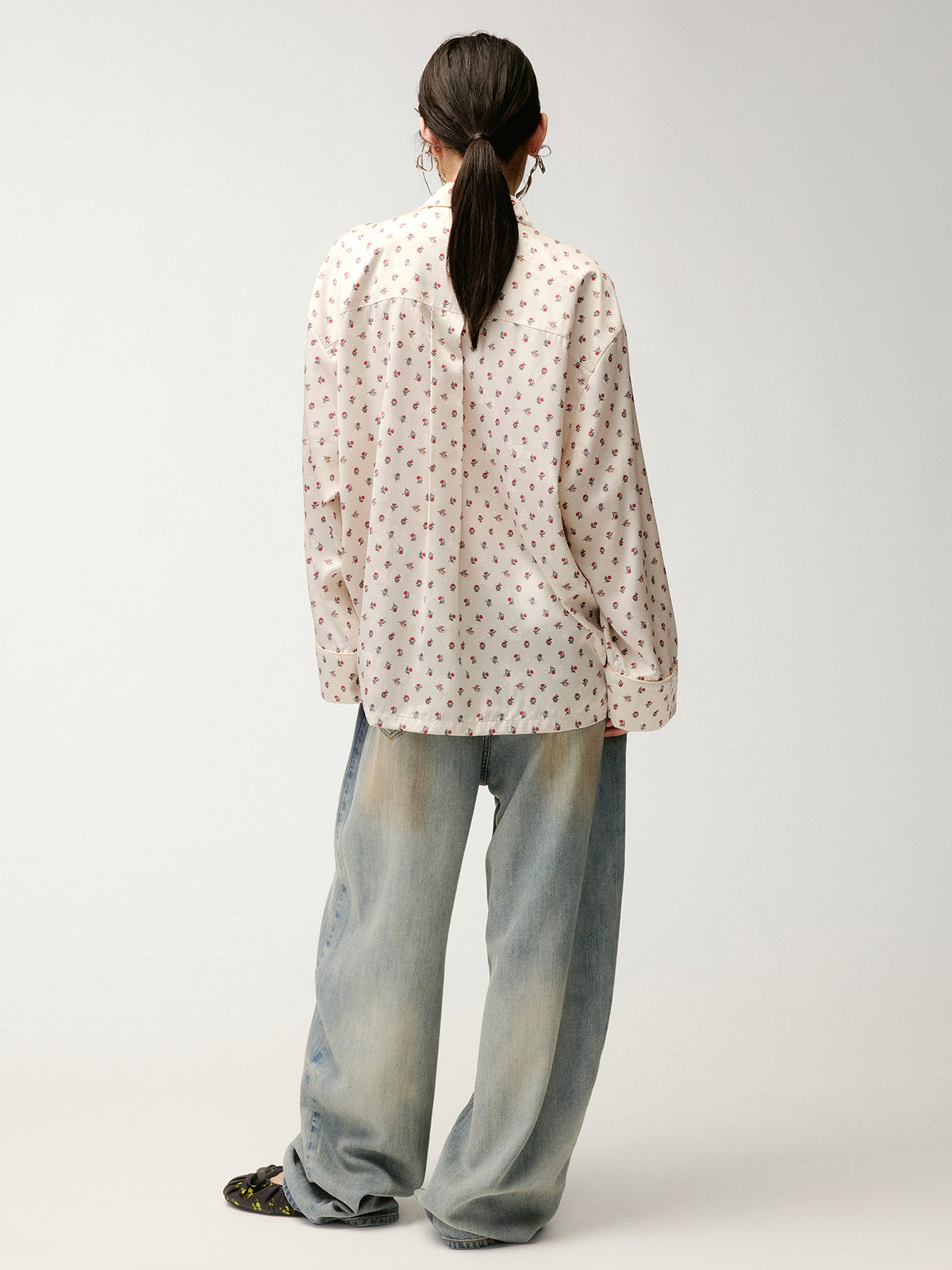 Washed tencel denim trousers