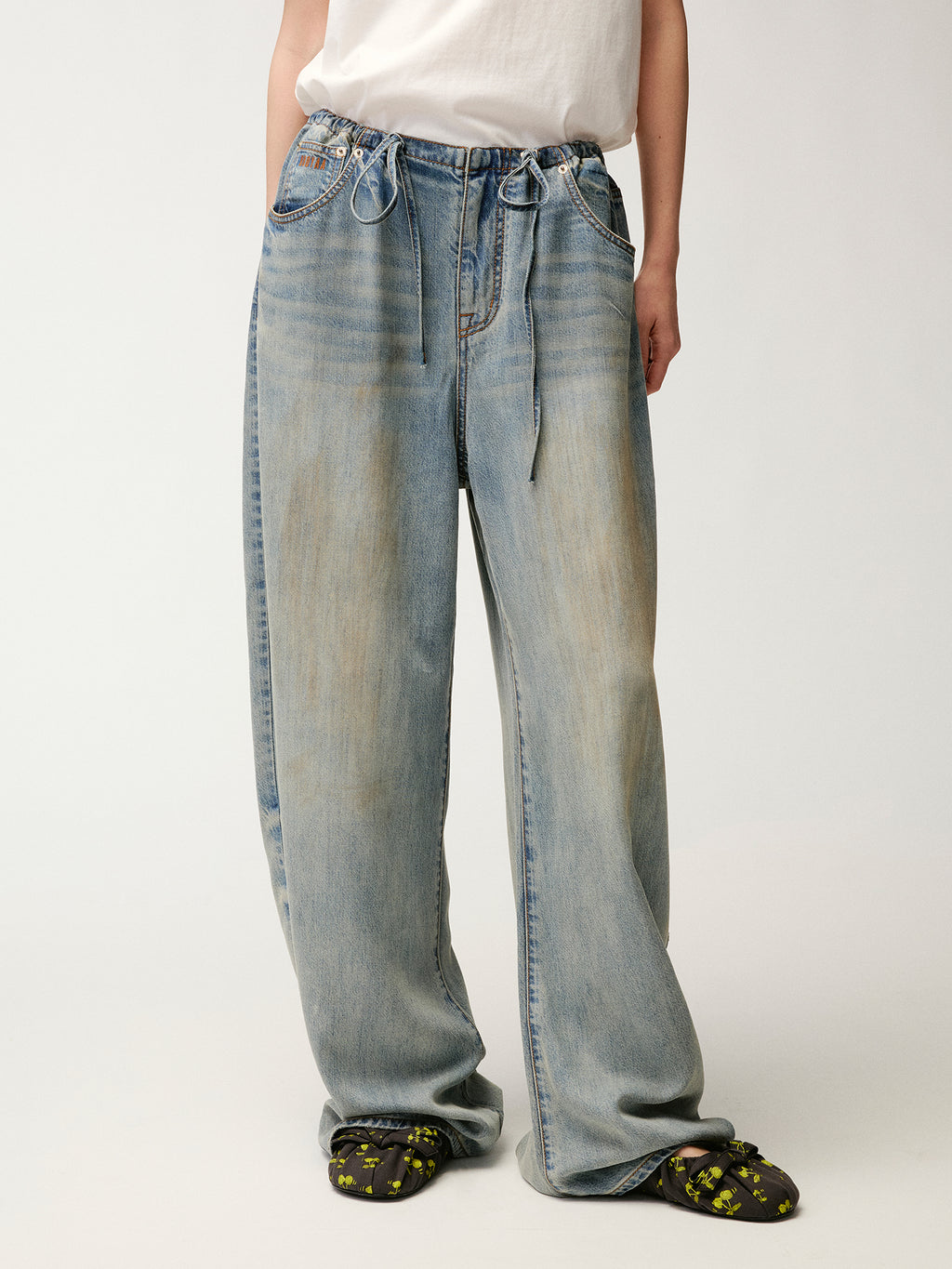 Washed tencel denim trousers