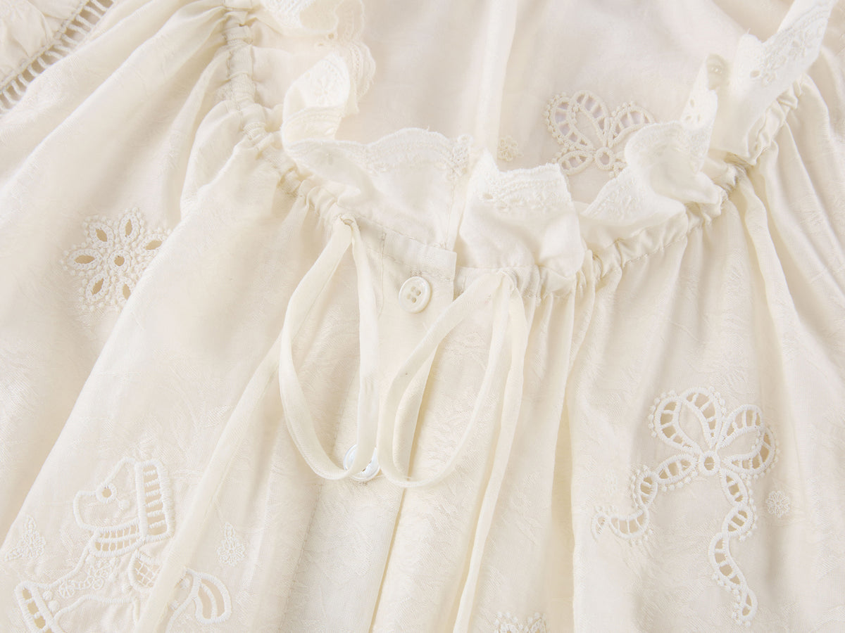 Openwork embroidered wool-blend vest