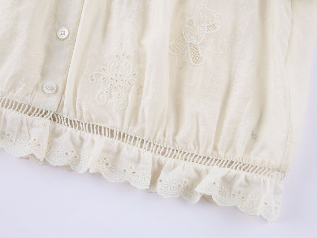 Openwork embroidered wool-blend vest