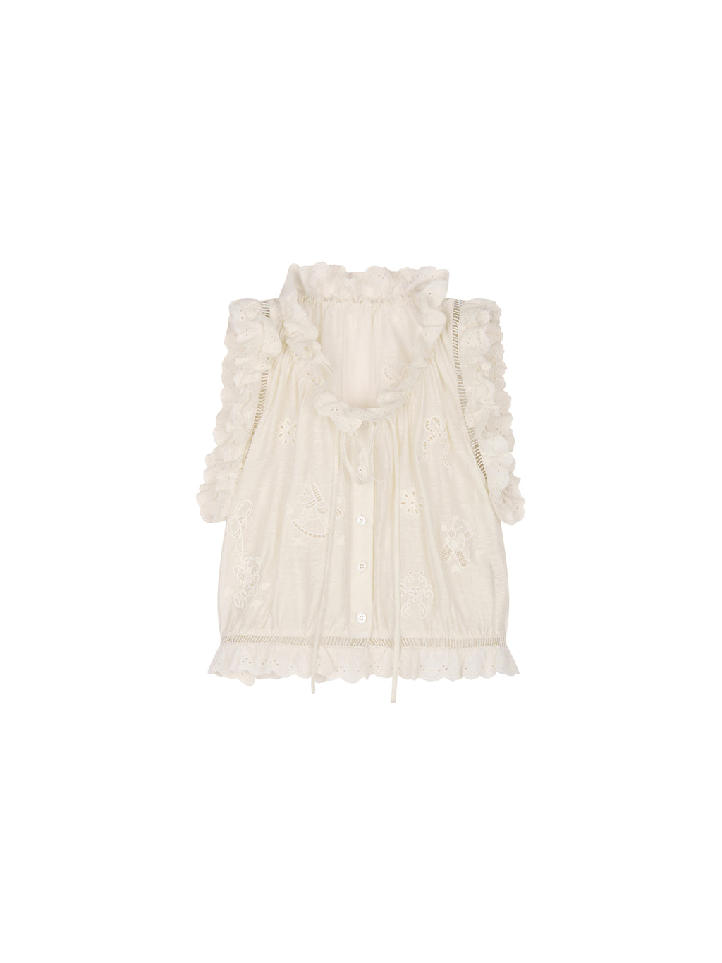 Openwork embroidered wool-blend vest