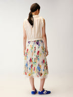 Openwork embroidered wool-blend vest