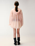 Cold-dyed ruffled hooded shirt