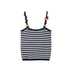 Hand-crocheted 3D floral and insect print knit cami