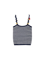 Hand-crocheted 3D floral and insect print knit cami